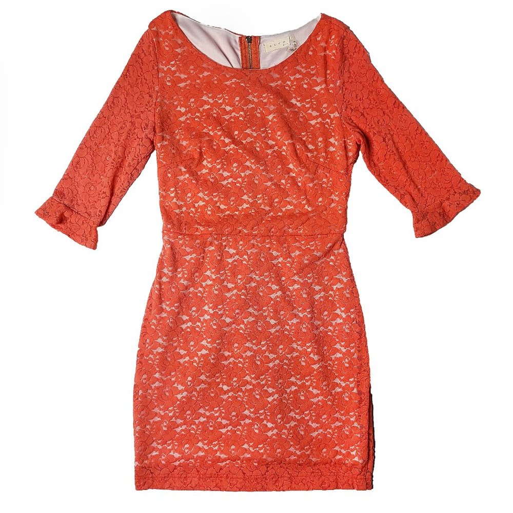 BLVD Quarter Sleeve Coral Lace Dress